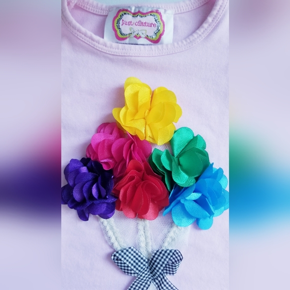 Just Couture Pink Flower Top 100% Cotton Baby Girl Size 3-6M - Picture 4 of 8